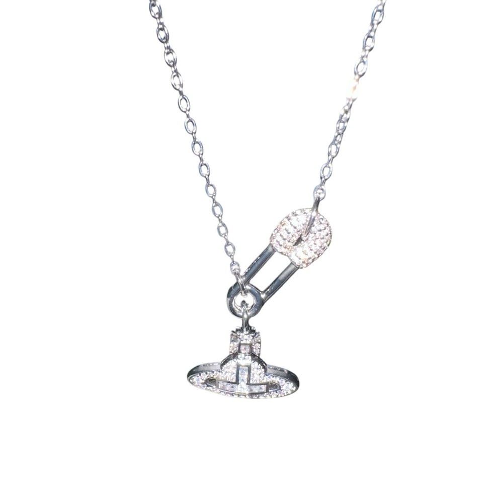 Vivienne Westwood Set Lucrece Pendant Necklace & Earrings NIB Silver tone - Picture 2 of 14